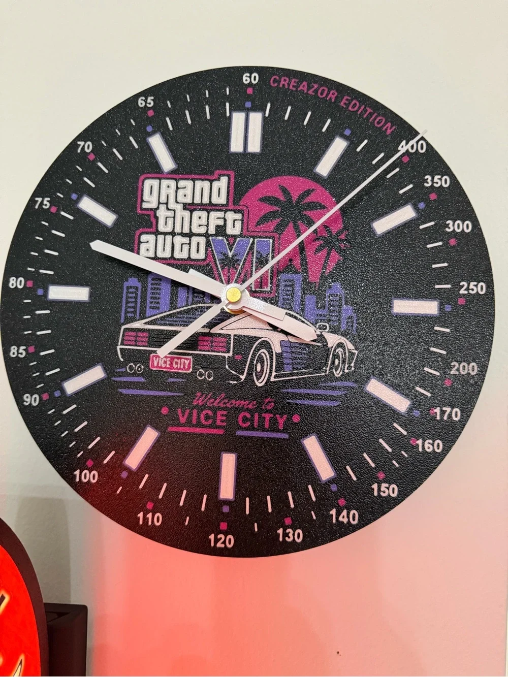 Grand Theft Auto VI Vice City Wall Clock - Black & Pink